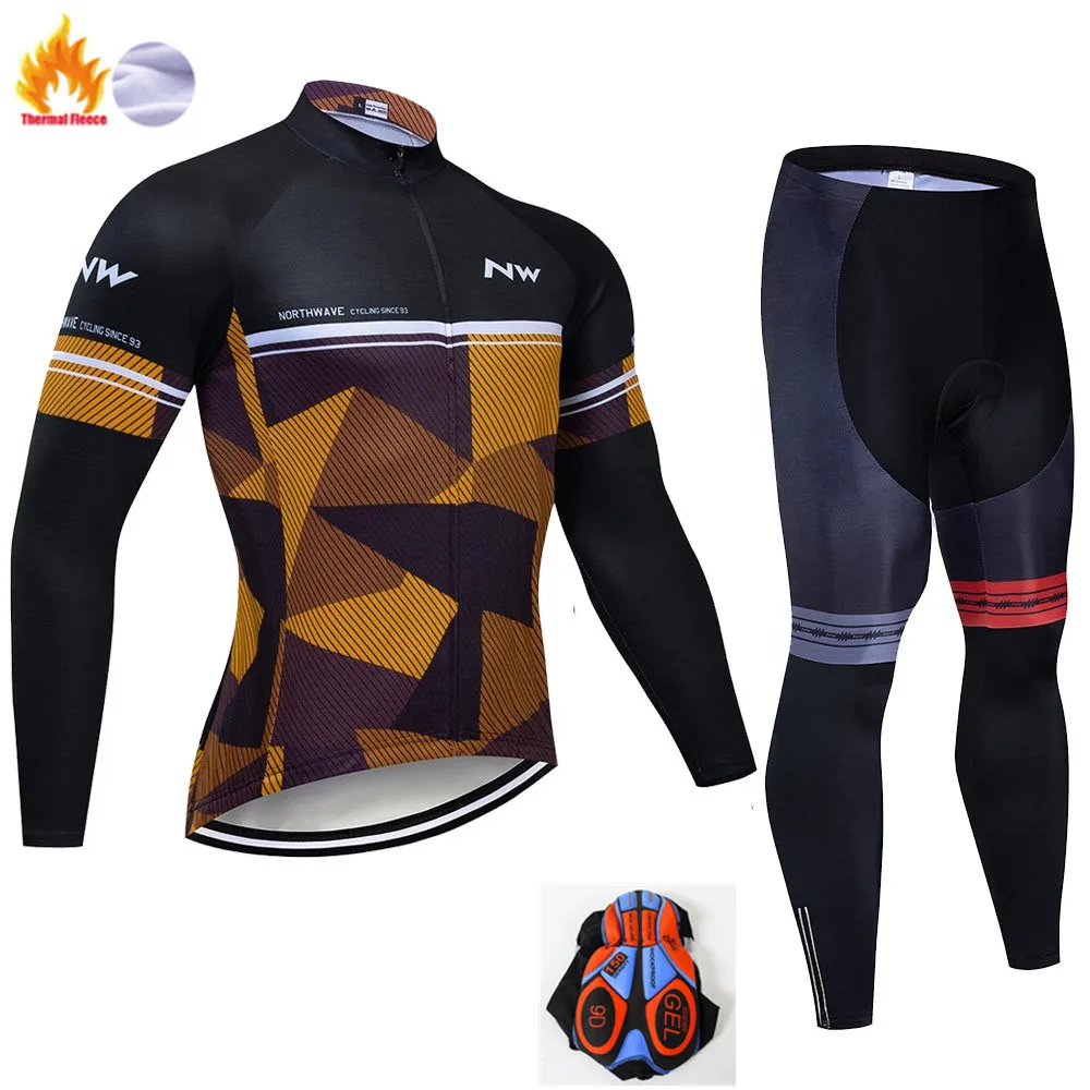 Winter Cycling Suit Northwave зимний термо флисовый комплект одежда для велоспорта NW Мужской трикотажный Костюм спортивный для езды на велосипеде MTB Одежда комбинезон теплые комплекты - Цвет: Winter Cycling Suit