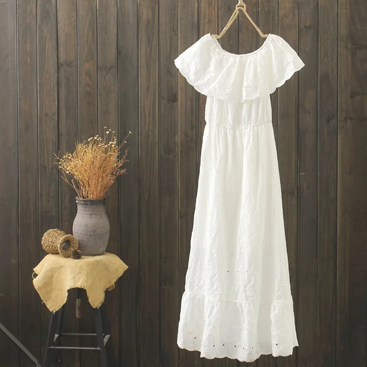 

South Korea Dongdaemun Summer Wear off-Shoulder Collar Waist Hugging Women Dress Crochet Flounced off-Shoulder Short-sleeve Dres