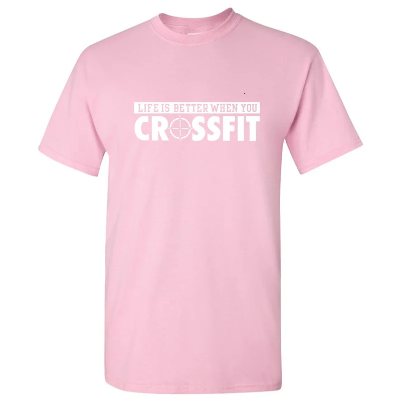 Летний топ с коротким рукавом camisetas Crossfit spartan Мужская футболка тренировочный топ для тренажерных залов утяжелители фитнес хлопковая футболка - Цвет: Pink-H
