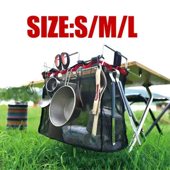 

Outdoor Wire Bracket Desk Hanging Mesh Net Bag BBQ Kitchen Tools Organizer