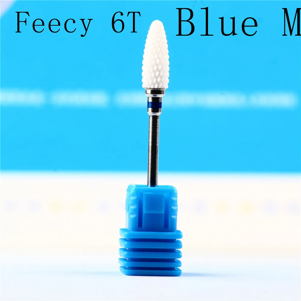 Feecy 6T blue M Фреза для маникюра, керамическая фреза для маникюра, набор фрез для педикюра, электрическая пилка для ногтей, фрезы для ногтей - Цвет: Feecy 6T blue M