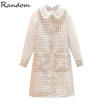 

Women Autumn Winter Duffle Plaid Vintage 90S Party Dress Long Sleeve Smart Office Elegant A Line Dresses Plus Size Fashion Cloth