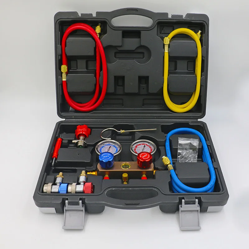 

Car Air Conditioning Fluoride Tool Set Universal Household Air Conditioning Fluoride Meter Pressure Gauge Double Gauge Valve