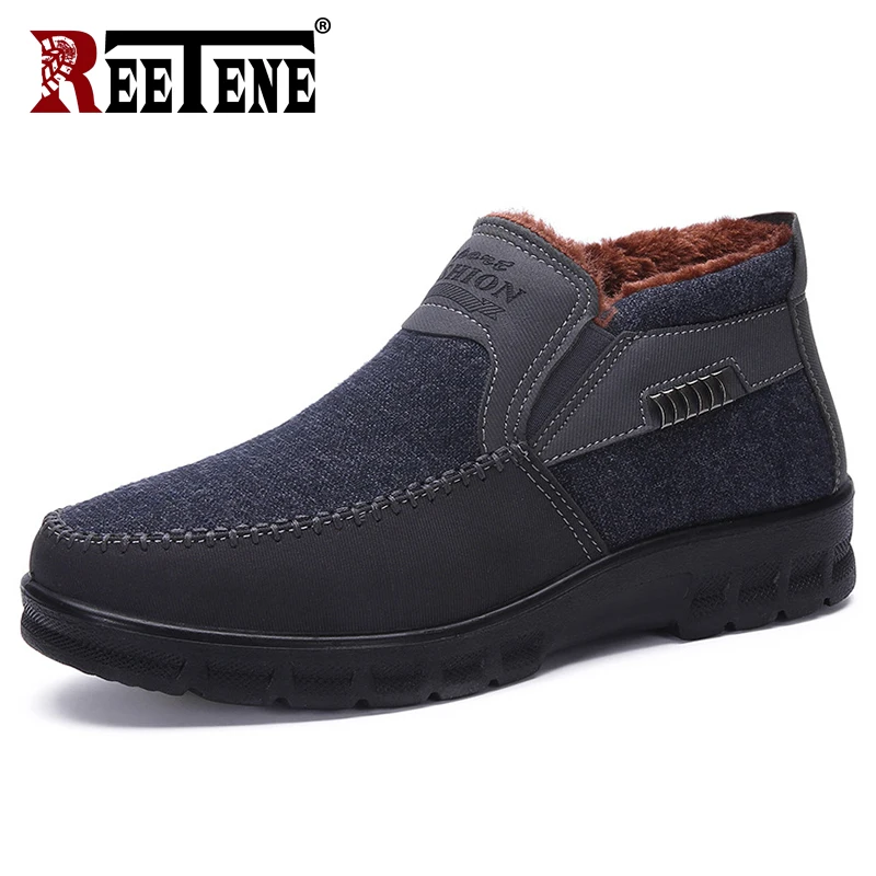 

2019 winter boots for men winter warm plush fur snow boots Male casual slip on men Ankle Boots winter Comfortable men boots