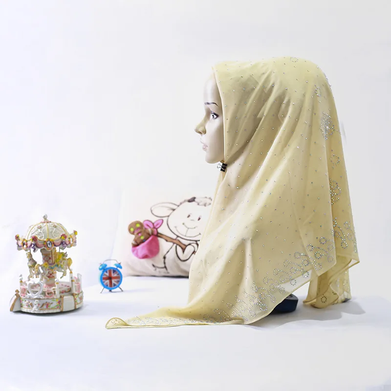 Национальный стиль, жемчужный шифон, мусульманский шарф-шаль 105*105 см, женская мода, бисерный головной платок - Цвет: 8