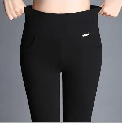 Женские леггинсы с флисовой подкладкой, зимние теплые штаны размера плюс 3XL, бархатные леггинсы с высокой талией, хорошо тянущиеся брюки ouc611 - Цвет: Thin  High waist