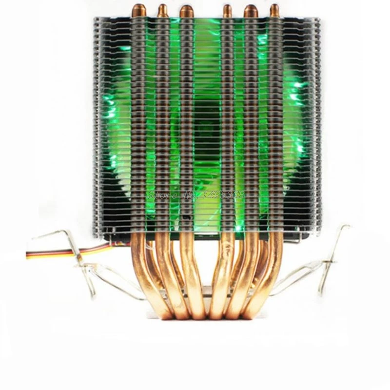 Green 2 6 тепловых трубок Dual-Башня Процессор кулер RGB светильник 3Pin 1/2/3 вентилятор охлаждения для Intel AMD M5TB - Цвет лезвия: Green 2