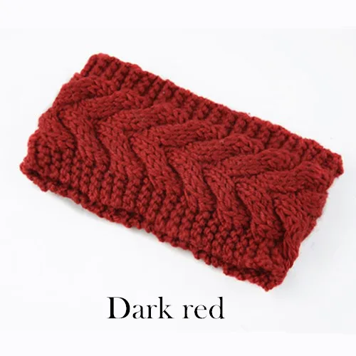 Dark red Зимняя теплая вязаная повязка на голову для женщин, шерстяная повязка на голову с вязаным узлом, тюрбан, повязка на голову для ушей, теплые повязки на голову, женские аксессуары для волос - Цвет: Dark red