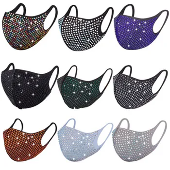 

Luxury Colorful Full Rhinestone Elastic Mask Jewelry Cosplay for Women Party Gift Bling Crystal Mask Cover Face Accessories