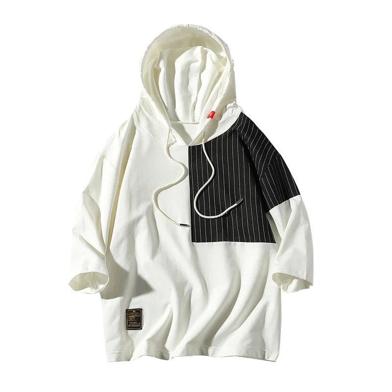 ファッション半袖カジュアルパンクパーカー黒 白メンズヒップホップストリート綿21夏の服特大m 5xl パーカー スウェット Aliexpress