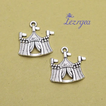 

15pcs/lot--22x22mm,Tent cham,Antique silver plated circus charms,DIY supplies,Jewelry accessories