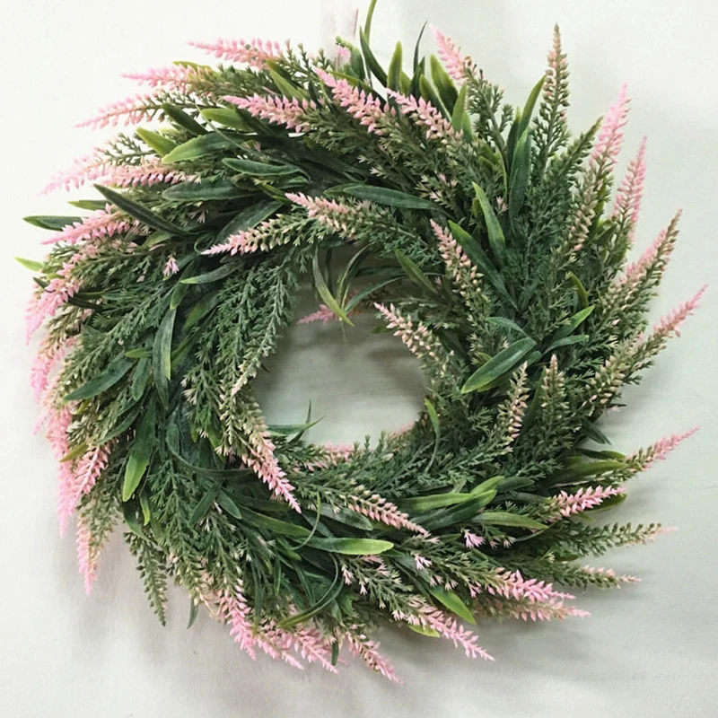 

30 Cm Artificial Lavender Flower Wreath Door Hanging Garland Wedding Home Decors For Home Diy Decoration 2020 New Arrival