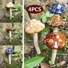 Керамические Toadstools 4 шт./компл. фигурка эмуляция миниатюрный гриб керамический гриб Красочный Сказочный пейзаж с орнаментом