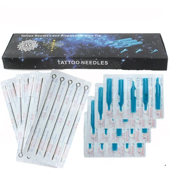 

Disposable 40PCS/Set RM+FT Tattoo Needles Tips Mixed Blue Professional Tattoo Needle Plastic Tattoo Tips With Box Body Art Tool