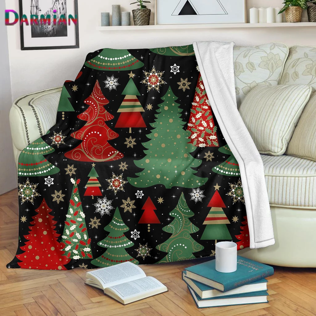 DARMIAN Cute Christmas Tree Print Fleece Blanket Comfort Soft Bed Thin