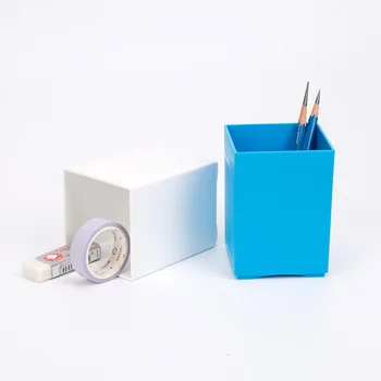 

1Pcs Pen Holder Candy Color Square Plastic Office Accessories Stationery Supplies Desktop Desk Organizer Makeup Brush Storage