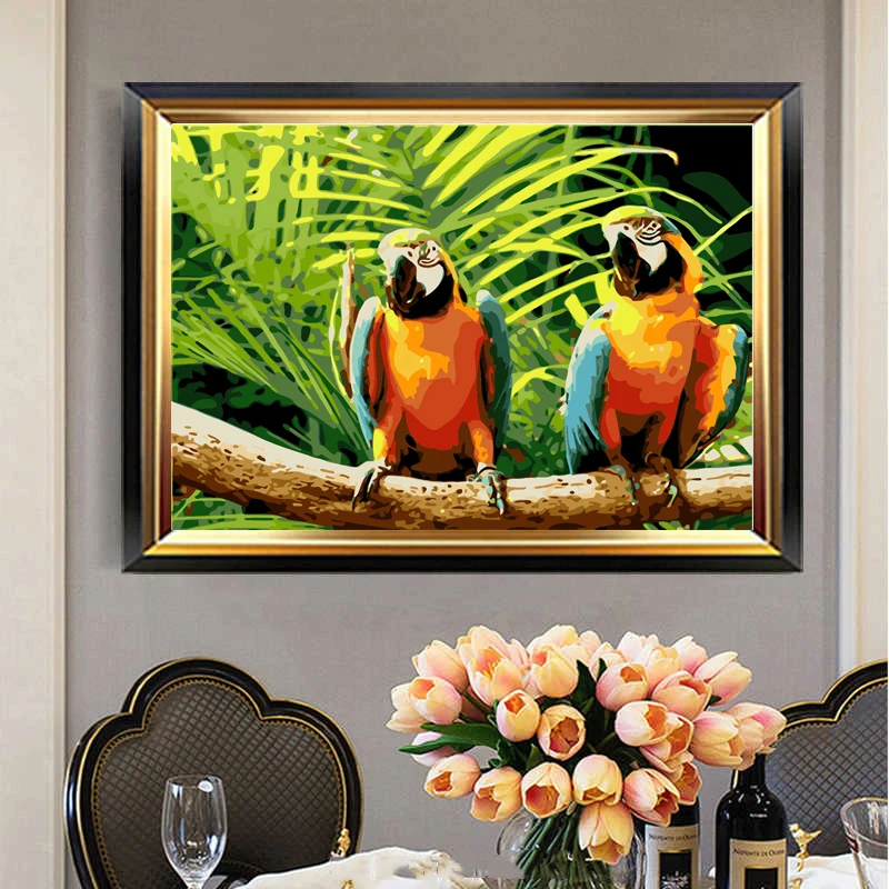 Digital Oil Painting Picture Parrot Paint Acrylic Handmade Adult Children Gift Wall Decoration by Art | Дом и сад