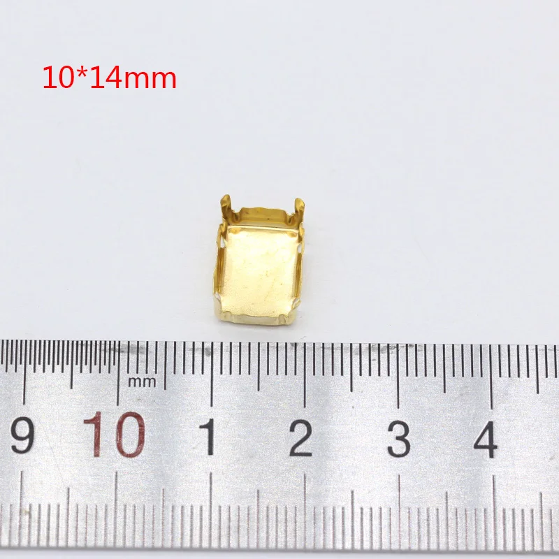 30p All shape&size Empty Base Setting Gold plated Blank Claw For Holder jewels stones Stitch On Sew On Crystal Glass Rhinestones - Цвет: 10x14mm rectangle