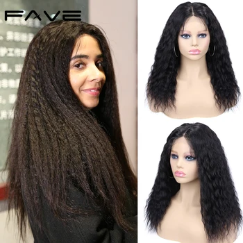 

FAVE Kinky Straight Wig 4x4 Lace Human Hair Wigs For Women 150% Density Pre Plucked With Baby Hair Brazilian Remy Yaki Human Wig