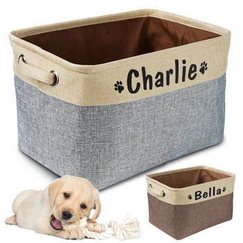 Personalized Pet Dog Toy Storage Basket Dog Canvas Bag Foldable Pet Toys Linen Storage Box Bins Dog Accessories Pet Supplies- Buy Online 
