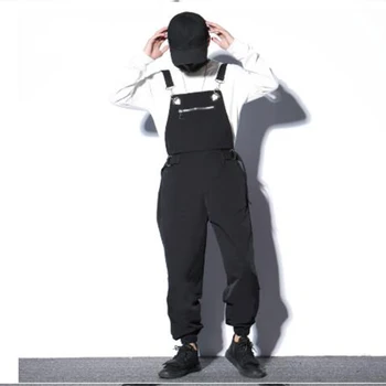 

Men Casual Zipper Bib Pant Streetwear Harem Pants Overalls Male Women Hip Hop Jumpsuits Trousers