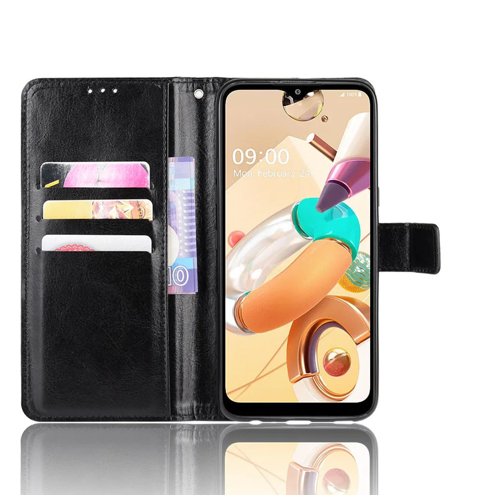 SATURCASE Custodia per LG K41S / K51S, in pelle PU con doppio magnete e scomparti per carte di credito per LG K41S / K51S, rosa