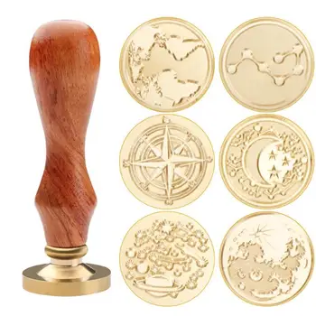 

1pcs World Map View Seal Wax Seal Stamp Retro Antique Sealing Wax Stamps Wood Handle Craft Party Wedding Decorative Invitation
