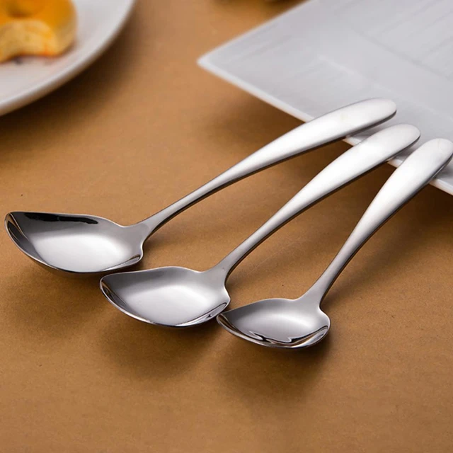 1pc Durable Serving Spoon, Stainless Steel Square Head Large Size