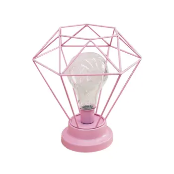 

Fashion Diamond Shape Desk Lamp Battery Powered Bedroom Decoration Tablet Night Light With Switch Iron Art Pography Props
