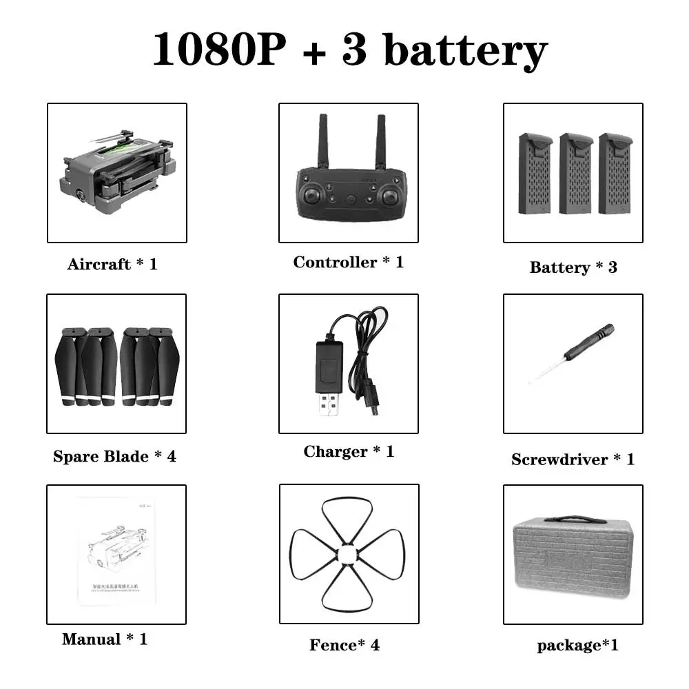 1080P 3 battery SHAREFUNBAY Дрон gps 4K HD камера 5G wifi FPV Дрон ESC камера высота держать полет в течение 20 минут Расстояние управления 500 м - Цвет: 1080P 3 battery