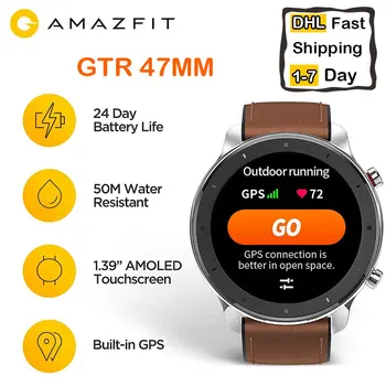 

DE STOCK Global Version Huami Amazfit GTR 47mm Smart Watch 5ATM Waterproof Smartwatch GPS 24-Days Battery Life Reloj Inteligente