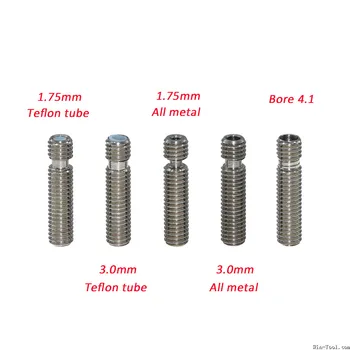

10PCS/LOT New V5 Throat M6*26 Thread Hot End For 1.75mm 3mm Filament 3D Printers Parts All Metal With Teflon Tube Part