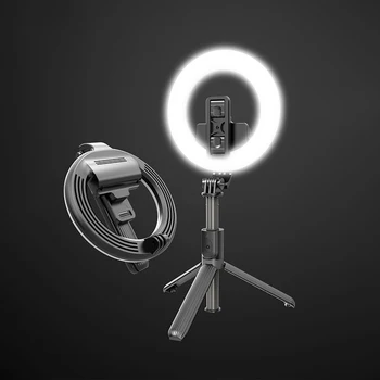 

4in1 Wireless bluetooth Selfie Stick LED Ring light Extendable Handheld Monopod Live Tripod for iPhone X 8 Android smartphone
