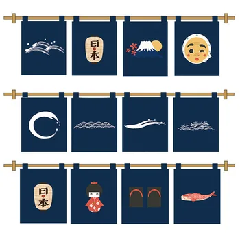 

Japanese Door Curtain Restaurant Kitchen Decoration Half Curtain Feng Shui Curtain with Tab Top