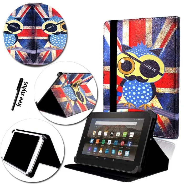 Owl Pirate KK&LL для Amazon Fire HD 10(7th/5th поколение, / выпуск) кожаный Смарт-планшет стенд Чехол-книжка+ Bluetooth клавиатура - Цвет: Owl Pirate