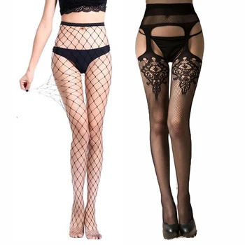 

Women Sexy Lingerie Stockings Garter Belt Fishnet Tights Hollow Out Transparent Black Pantyhose Embroidery Stockings Summer