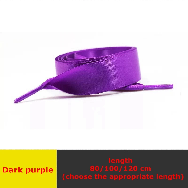 Dark purple 1 пара атласные шелковые Ленточные шнурки для обуви Женские Романтические белые шнурки для отдыха на открытом воздухе шнурки 80 см/100 см/120 см - Цвет: Dark purple