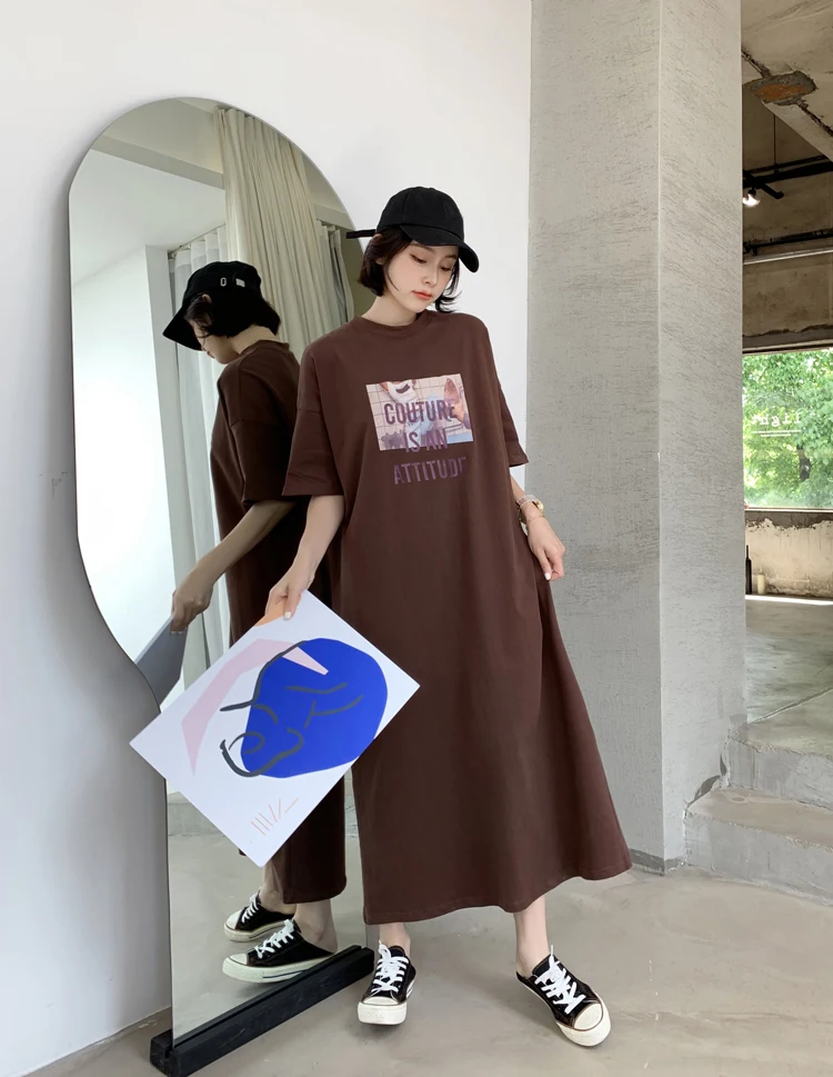 New 2020 Fashion streetwear letter words print maxi long dress boho beach sundress vestidos zomerjurk dames
