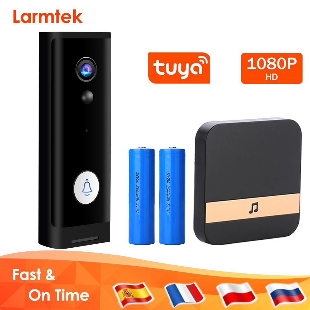 Tuya 1080P HD умный дверной звонок камера Wi-Fi беспроводной видеодомофон домашняя
