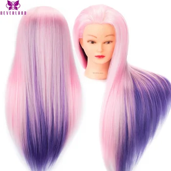 

Pink Purple Long Hair Cosmetology Mannequin Head For Hairstyles Professional Hairdressing Maniqui Dummy Doll Heads + Hair Tools