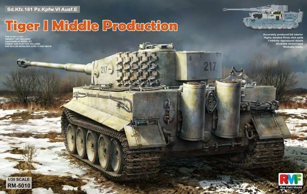 Campo Di Segale Modello Rfm Rm-5010 1/35 Tiger I Produzione Media Con Kit Modello Interno Scala Completa