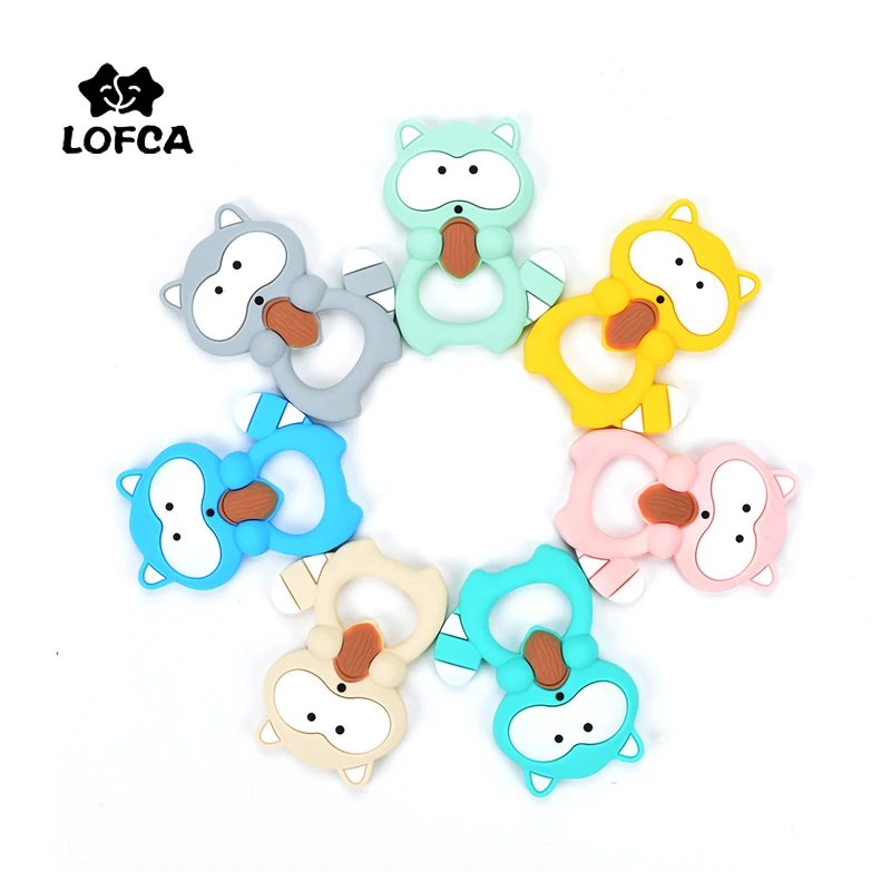 LOFCA 1pcs Baby Teether Silicone Beads BPA Free Food Grade Silicone Animal Shape Pendant Baby Pacifier Chain Teething Toy 4