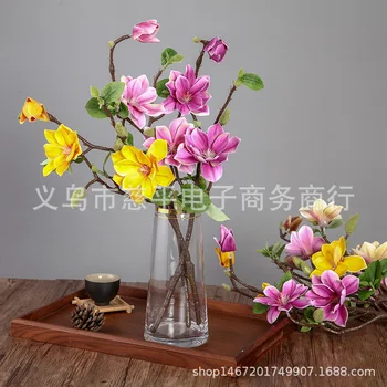 

3 Head Handfeel Film High-quality Imitation Small Magnolia Home Furnishings Engineering Soft Decoration Art Flower Arrangement A