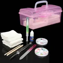 Модный дизайн ногтей наборы вилка клей Наклейка хлопок колодки кисть с ручкой для маникюра Акриловые Советы Красота DIY практичные Инструменты Набор для ногтей