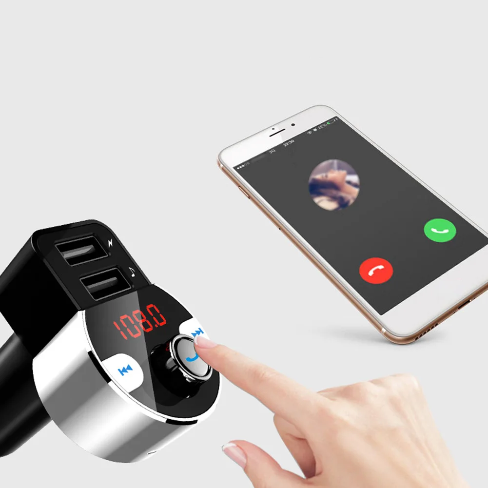 Беспроводной MP3-плеер двойной USB Bluetooth аудио адаптер Автомобильное зарядное устройство ручка простое управление TF карта Поддержка Радио Стерео fm-передатчик