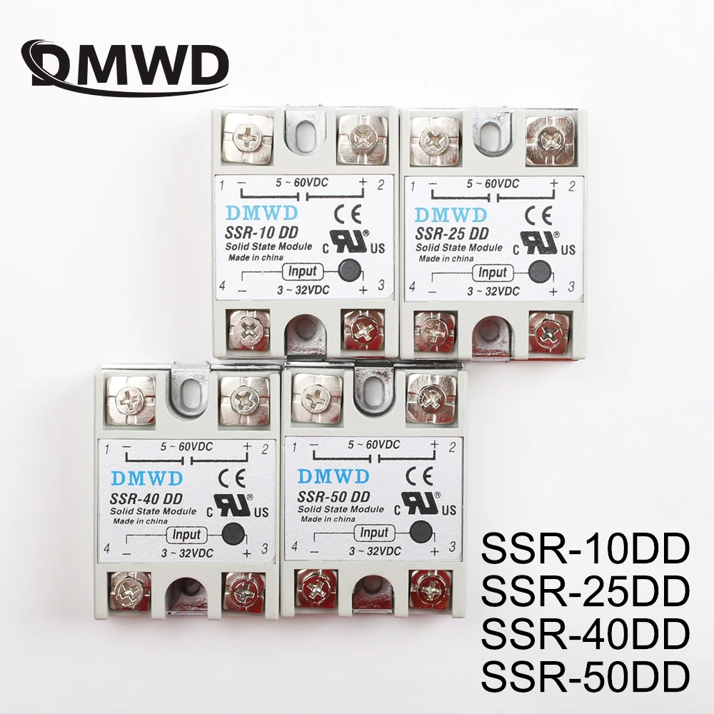 Твердотельные реле SSR-10DD SSR-25DD SSR-40DD SSR-50DD на самом деле 3-32 постоянного тока 5-60 Бесконтактное реле постоянного тока твердотельное реле
