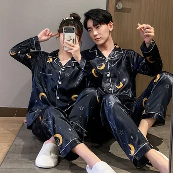 

2020 Pajama women Men Satin Pajamas Sets Couple Sleepwear Pijama Lover Night Suit Male Female Casual Home Clothing Youth Wear