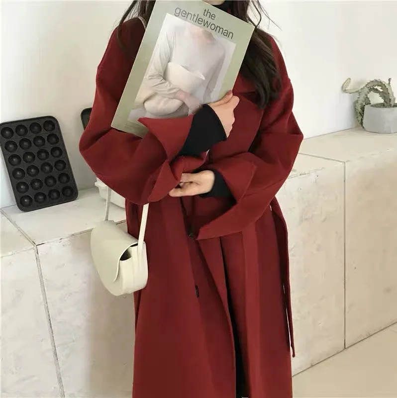 Casaco feminino весеннее женское двубортное шерстяное длинное пальто размера плюс на осень женская верхняя одежда manteau femme