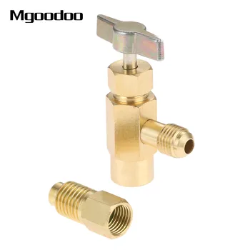 

1/4 SAE Thread Adapter R-134a Refrigerant Can Bottle Tap Opener Valve Tool For Self-Sealing Valve Cans 1/2" ACME W/adapter