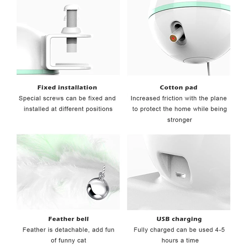 Электронная движущаяся игрушка для кошки в виде шара USB электрическая игрушка для кошки светодиодный светильник забавная палочка для кошки может менять перья можно зажимать игрушки для домашних животных мяч
